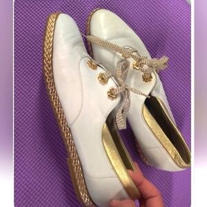 Bally Switzerland Leather Women White lace Shoes /Loafers size US 8.5-9 EUR 39